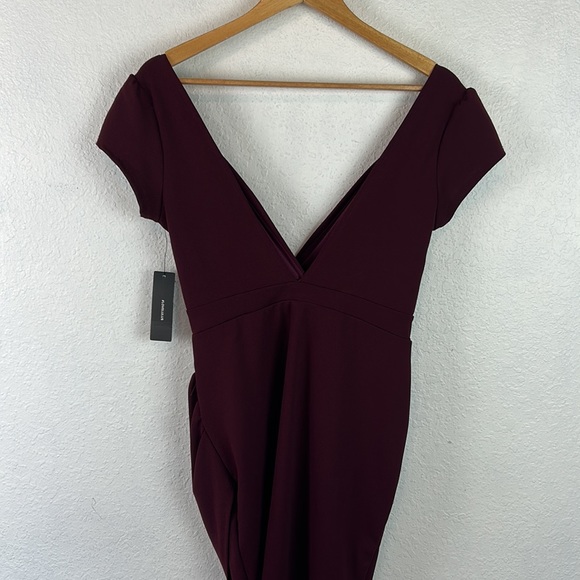 NWT Lulu’s faux wrap ruched skirt merlot dress M - Picture 6 of 8